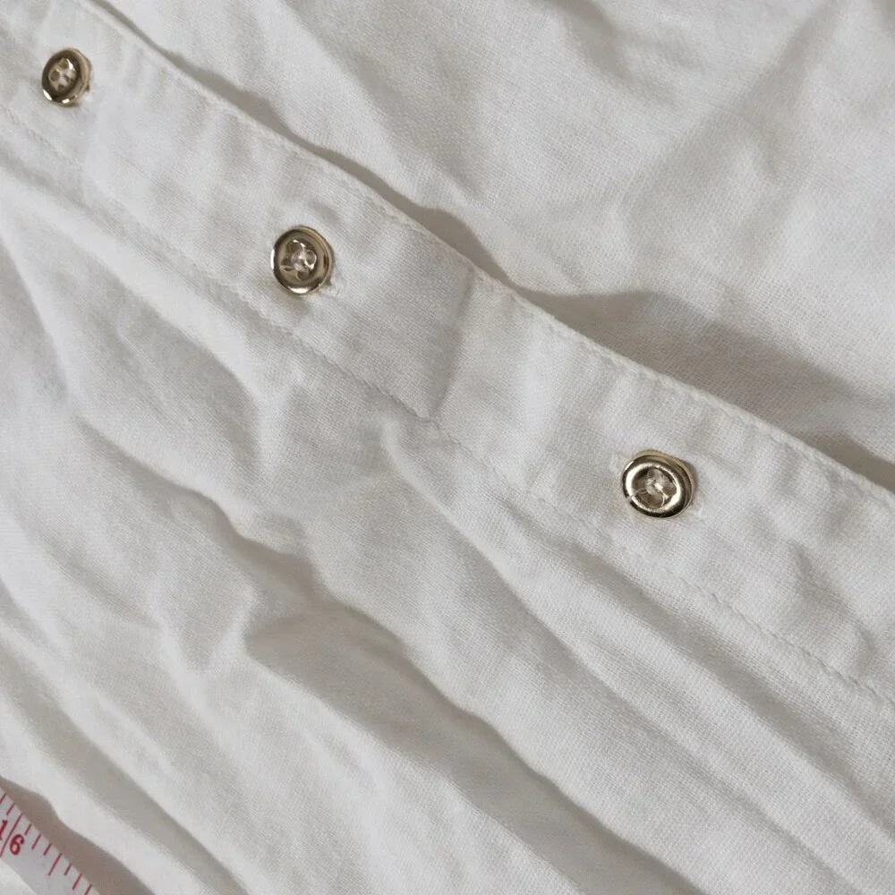 Zara White Button Down Short Sleeve Top SZ S Gold Buttons Front Pockets - Picture 7 of 11
